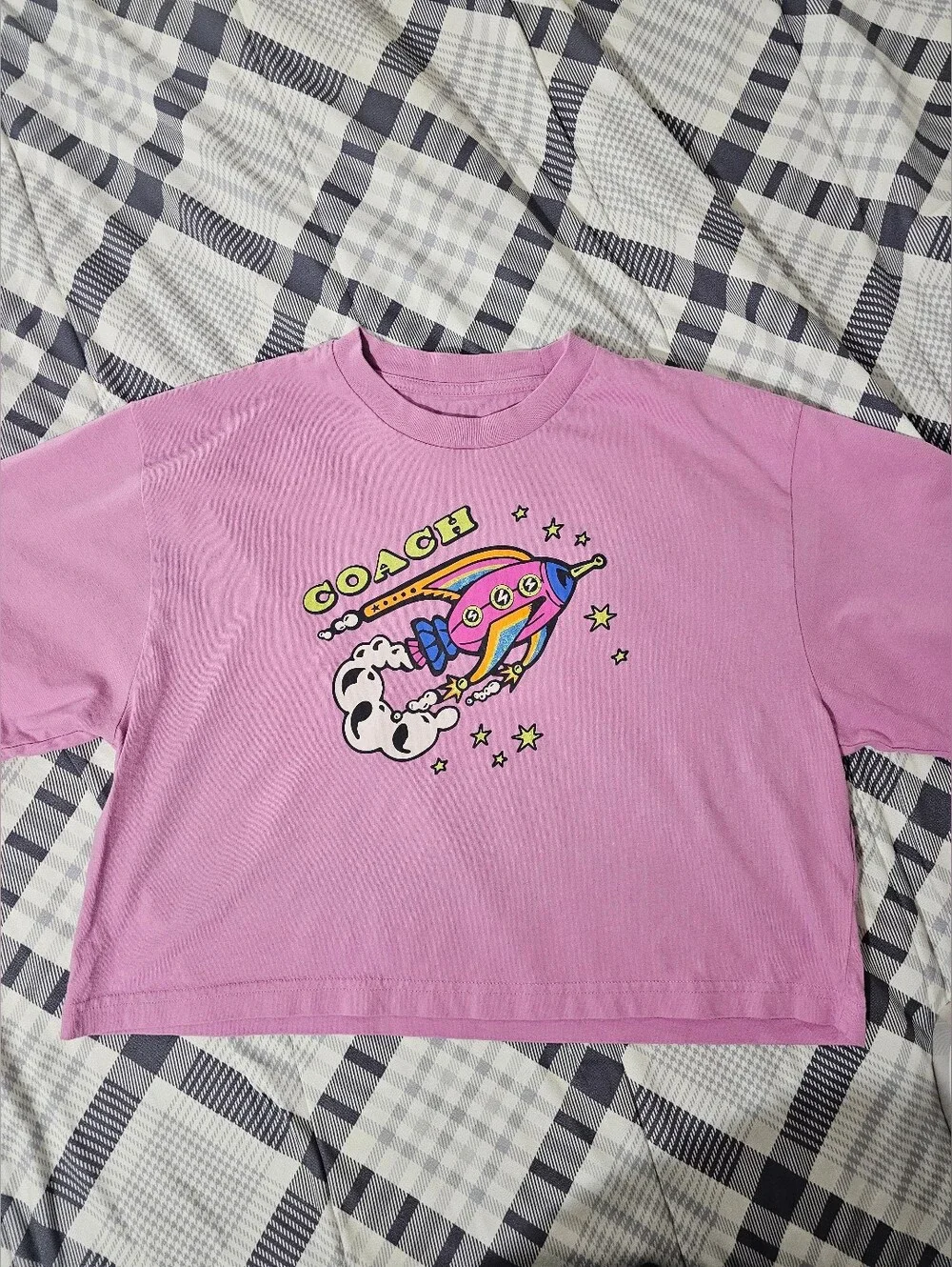 Cosmic Coach Rocket Print Cropped T-Shirt